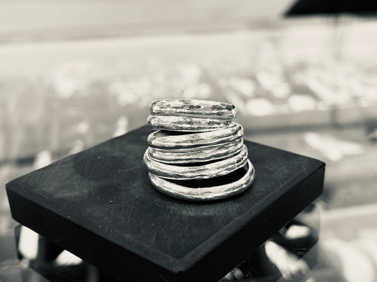 Pure Silver Hammered Ring